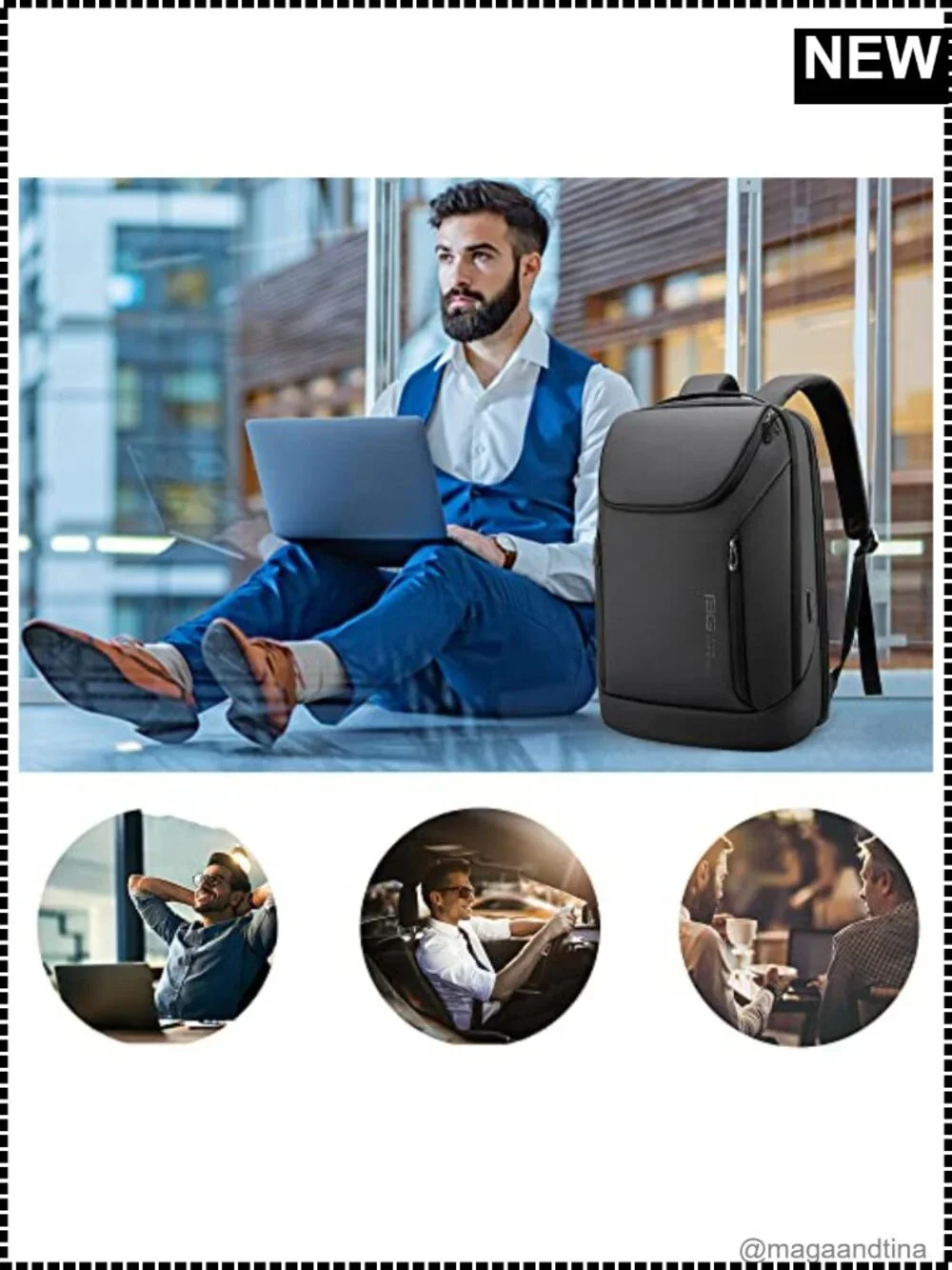 Waterproof Laptop Backpack 15.6 Inch USB Charging Port Travel Business
